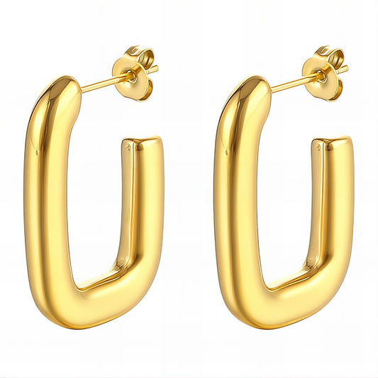 Earrings, 18K Gold Plated Steel