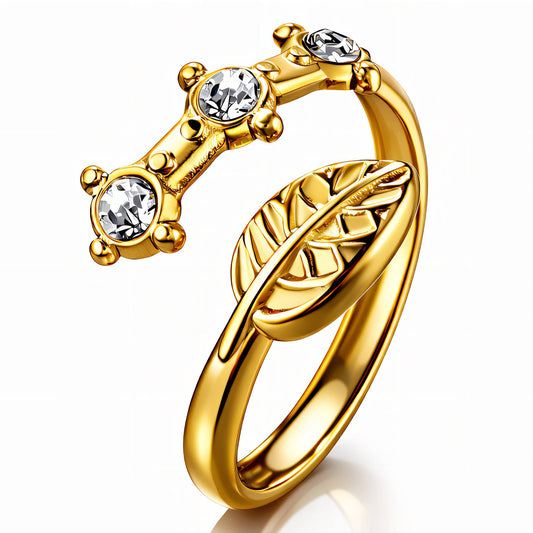 Leaf Ring, 18K Gold Plated Steel