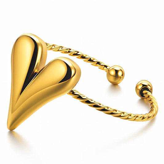 Heart Ring, 18K Gold Plated Steel