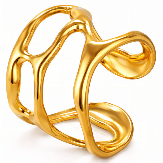 Ring, 18K Gold Plated Steel