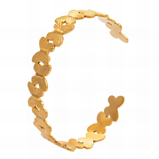Butterflies Bracelet, 18K Gold Plated Steel