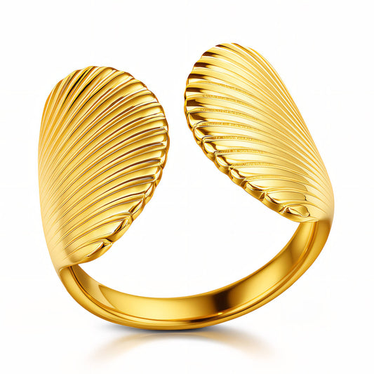 Seashells Ring, 18K Gold Plated Steel