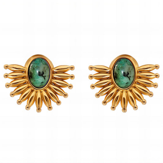 Earrings, 18K Gold Plated Steel