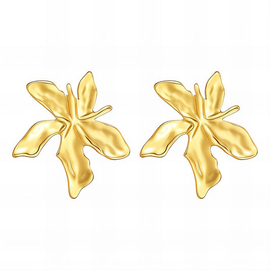 Flowers Earrings, 18K Gold Plated Steel