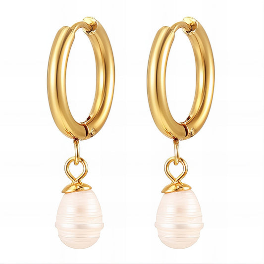 Earrings, 18K Gold Plated Steel