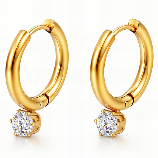 Earrings, 18K Gold Plated Steel