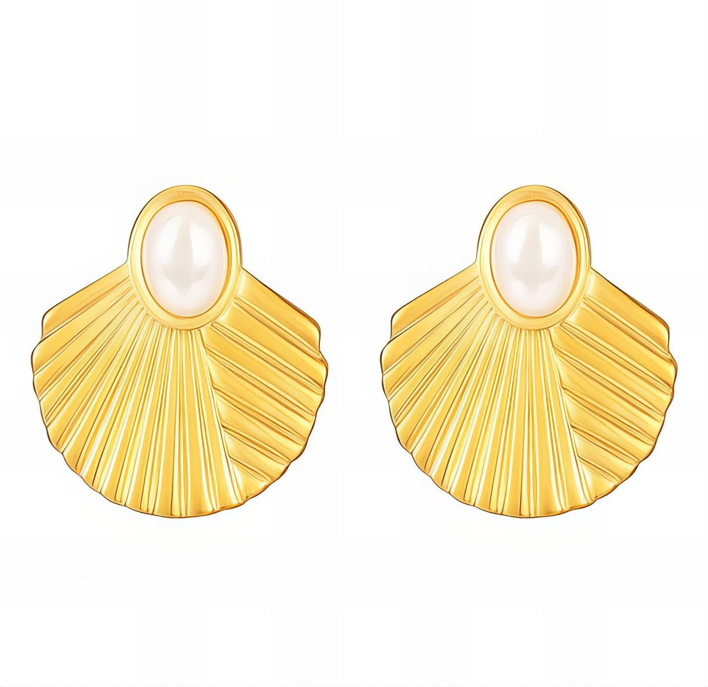 Earrings, 18K Gold Plated Steel