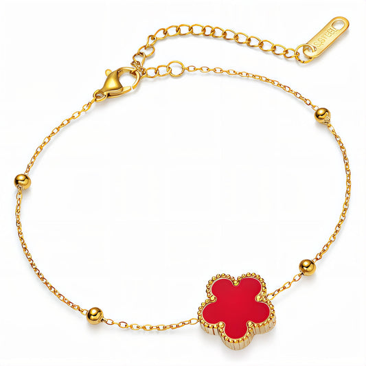 Flower Bracelet, 18K Gold Plated Steel