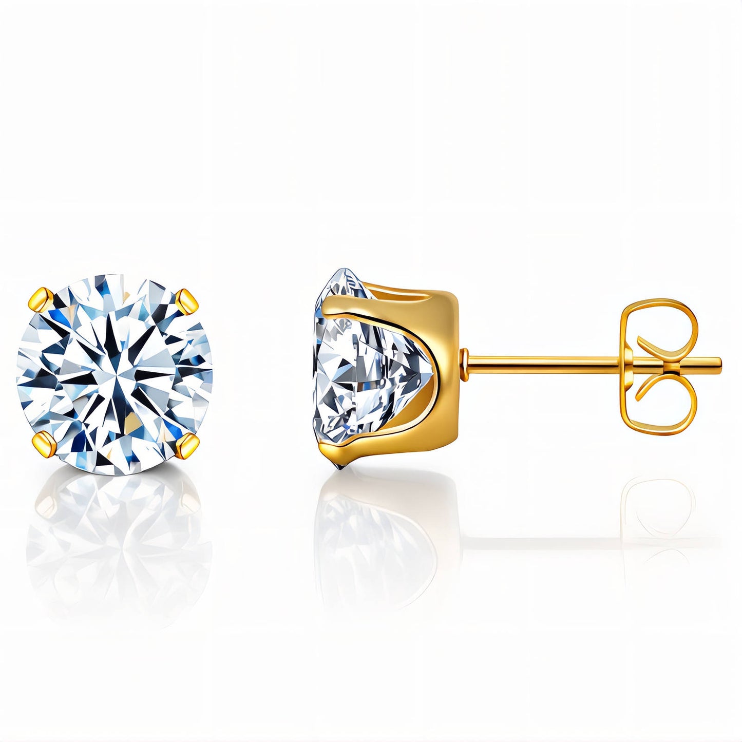 Earrings, 18K Gold Plated Steel