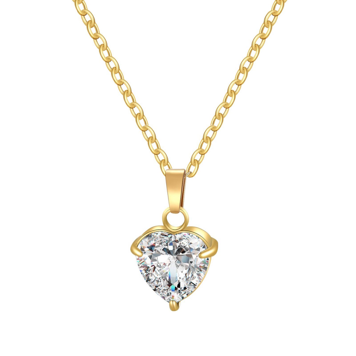 Heart Necklace, 18K Gold Plated Steel