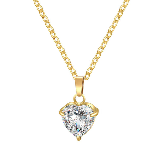 Heart Necklace, 18K Gold Plated Steel