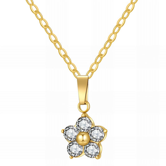 Flower Necklace, 18K Gold Plated Steel