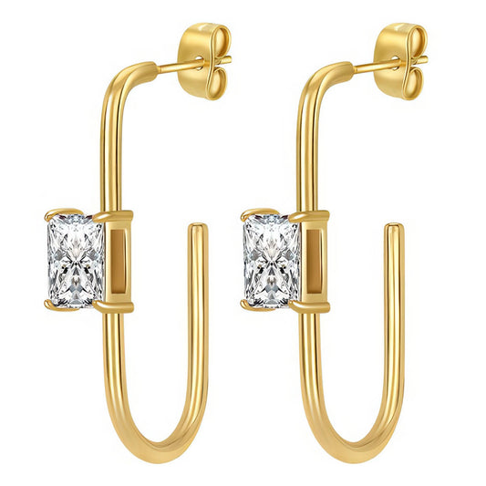 Earrings, 18K Gold Plated Steel