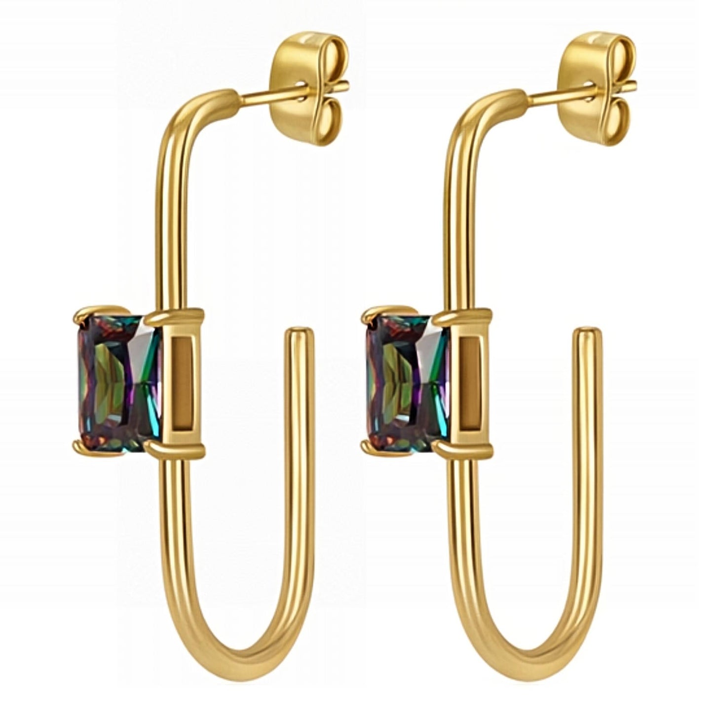 Earrings, 18K Gold Plated Steel