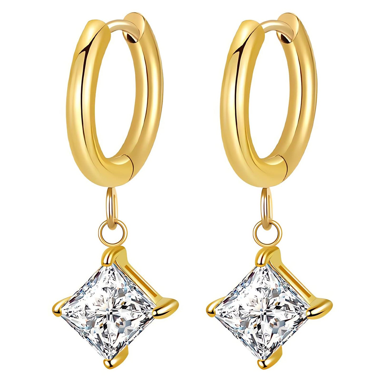 Earrings, 18K Gold Plated Steel