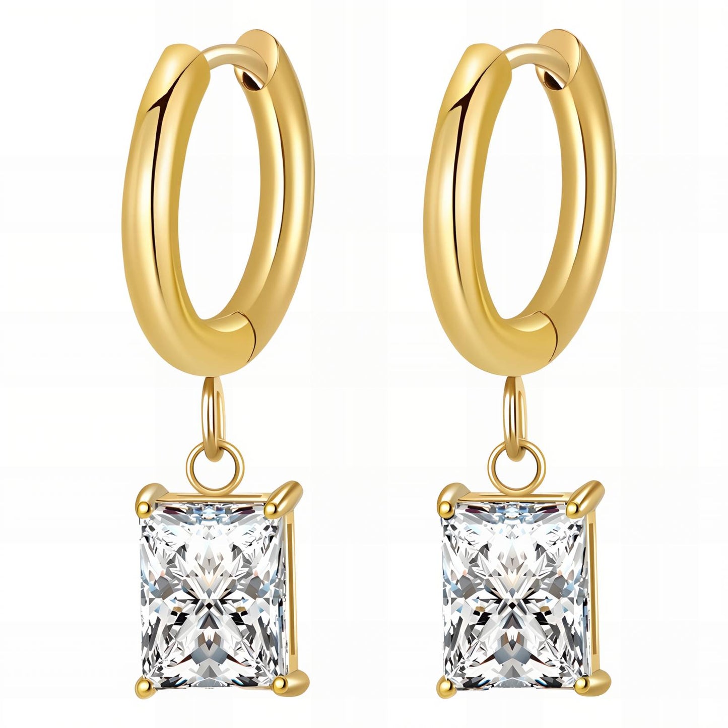 Earrings, 18K Gold Plated Steel