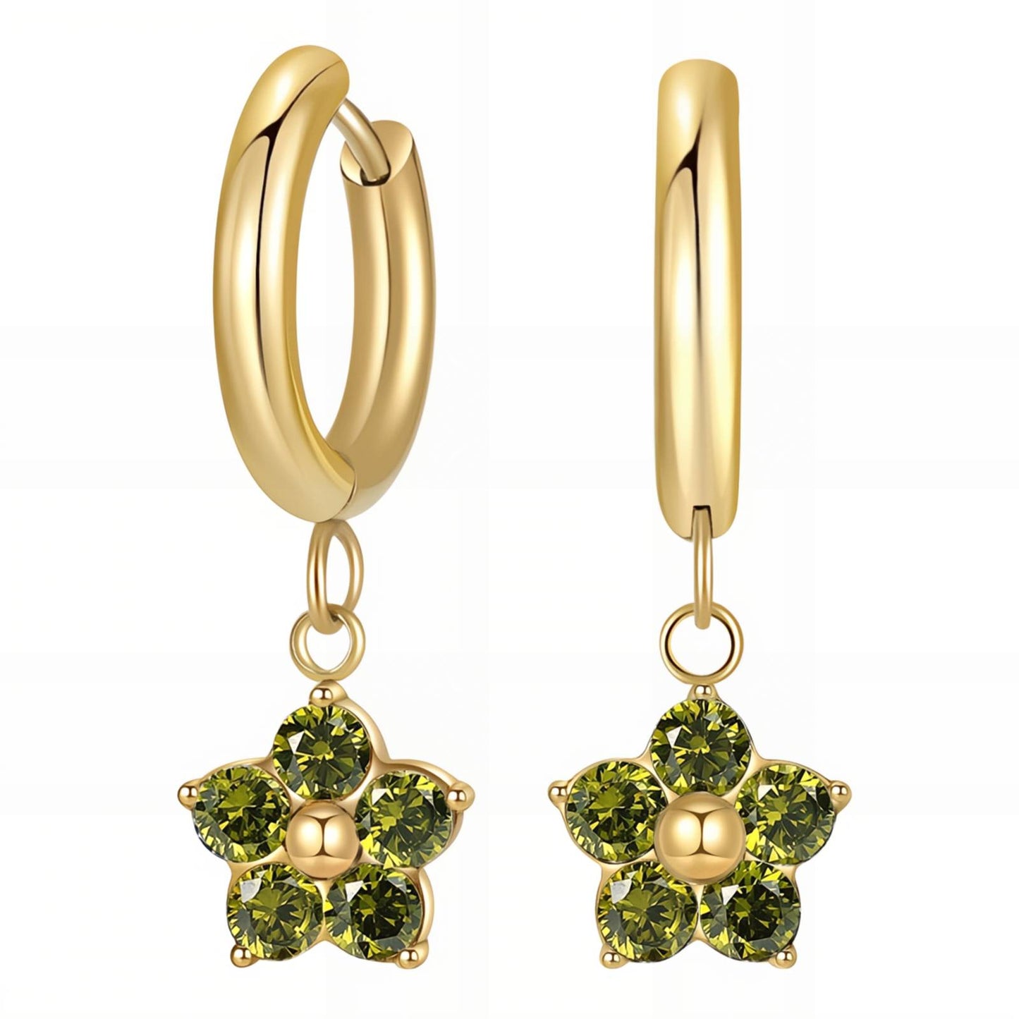 Flowers Earrings, 18K Gold Plated Steel