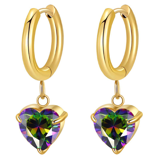 Heart Earrings, 18K Gold Plated Steel