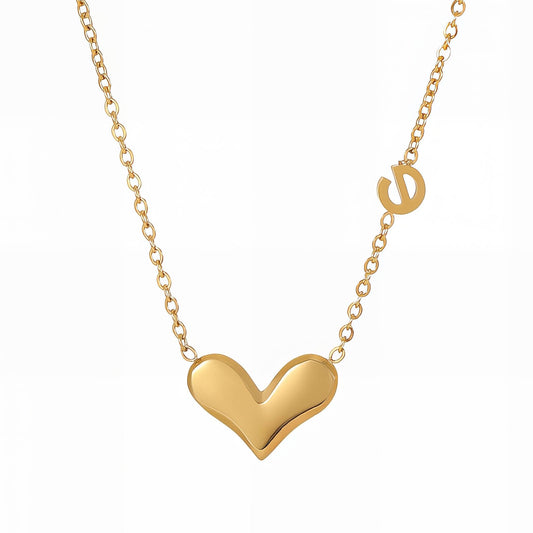 Heart Necklace, 18K Gold Plated Steel