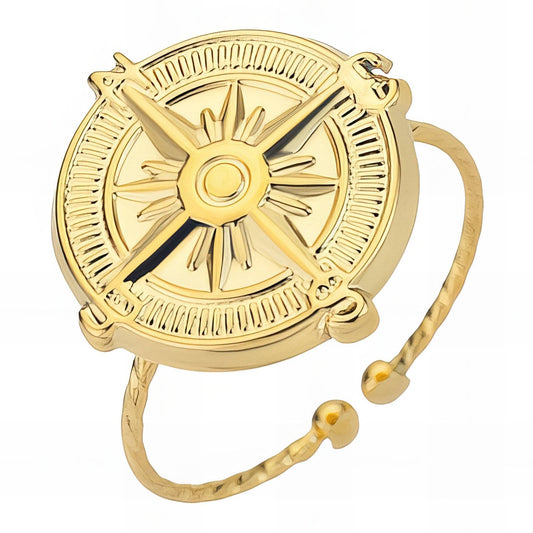 Compass Ring, 18K Gold Plated Steel