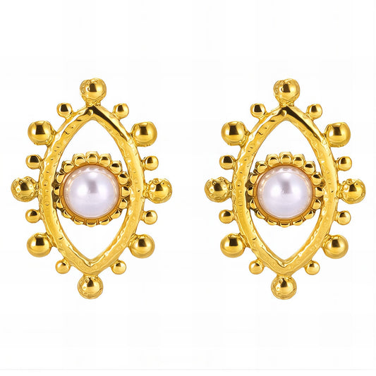 Evil Eyes Earrings, 18K Gold Plated Steel