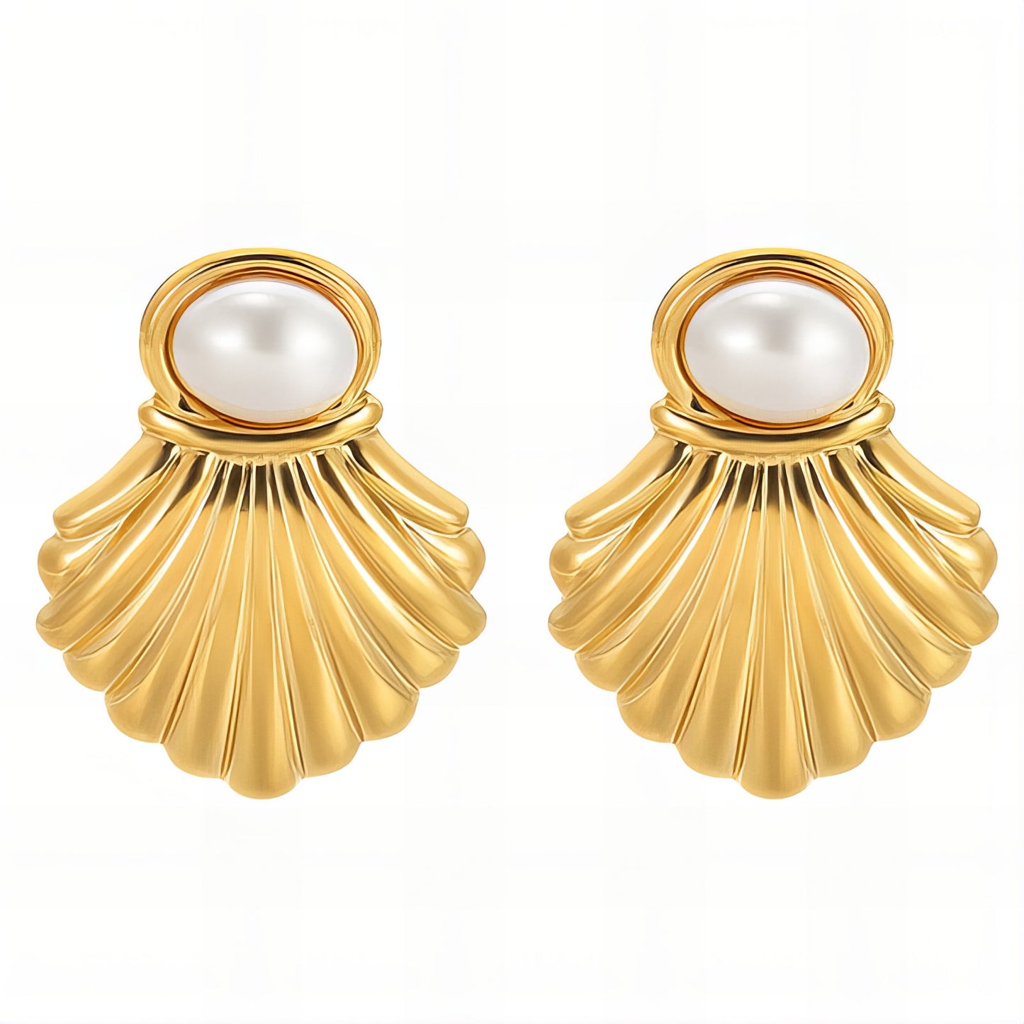 Seashells Earrings, 18K Gold Plated Steel
