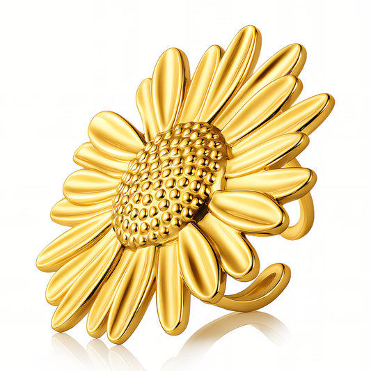 Flower Ring, 18K Gold Plated Steel