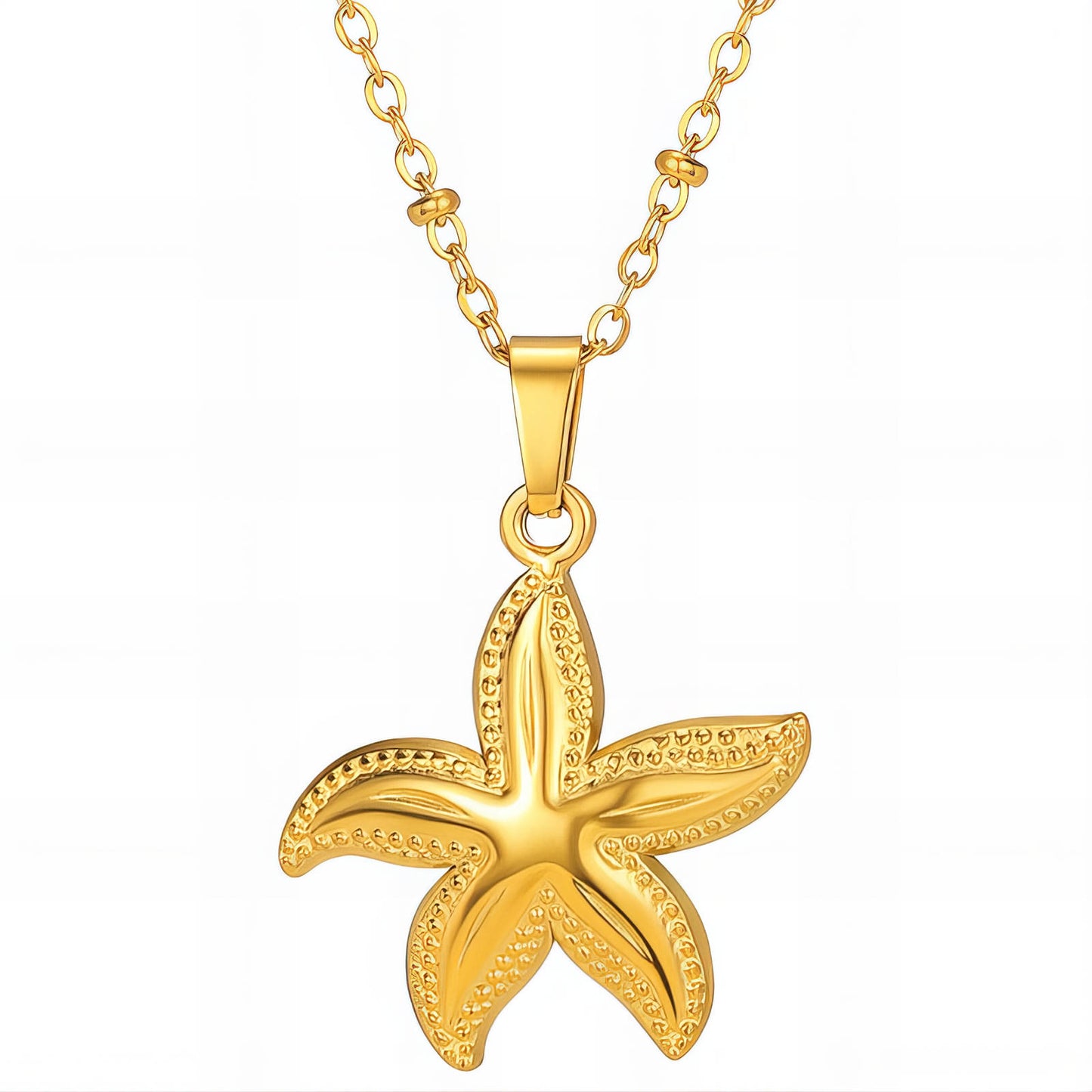 Starfish Necklace, 18K Gold Plated Steel