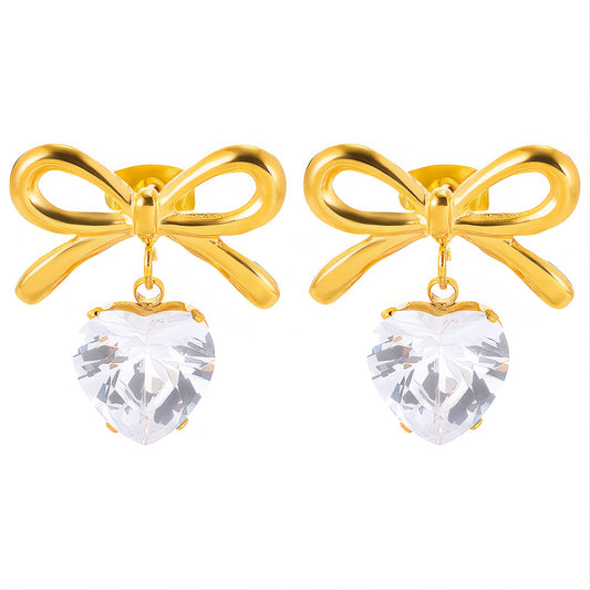 Bows Earrings, 18K Gold Plated Steel