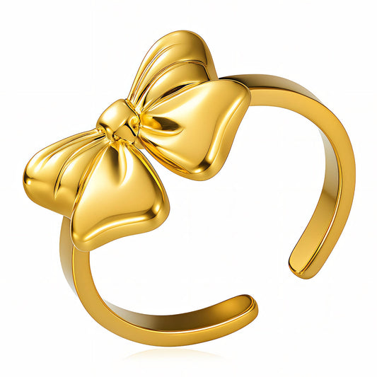 Bow Ring, 18K Gold Plated Steel