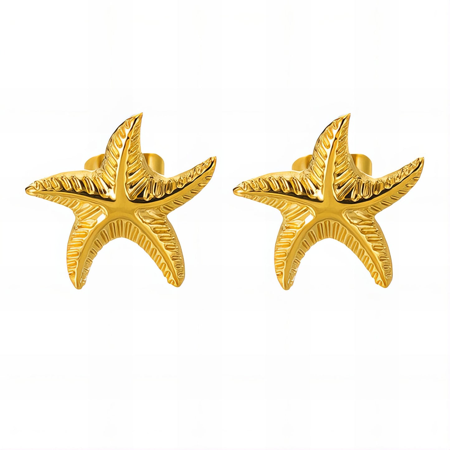 Starfishes Earrings, 18K Gold Plated Steel