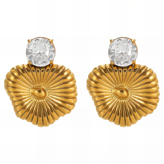 Flowers Earrings, 18K Gold Plated Steel