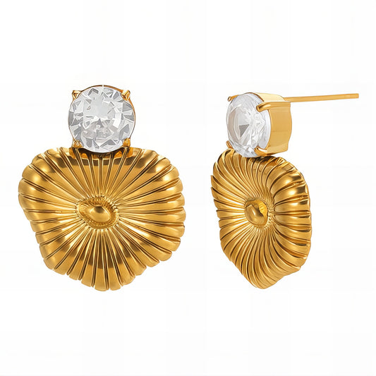 Flowers Earrings, 18K Gold Plated Steel