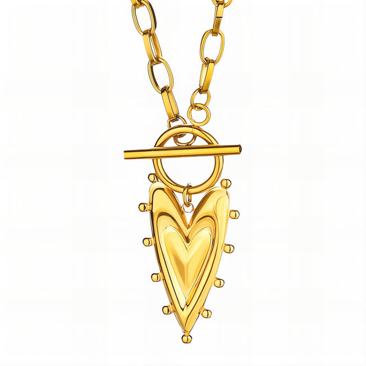 Heart Necklace, 18K Gold Plated Steel