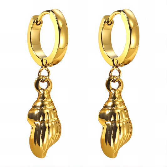 Seashells Earrings, 18K Gold Plated Steel