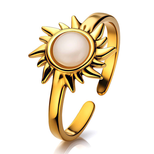 Sun Ring, 18K Gold Plated Steel