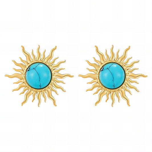 Suns Earrings, 18K Gold Plated Steel