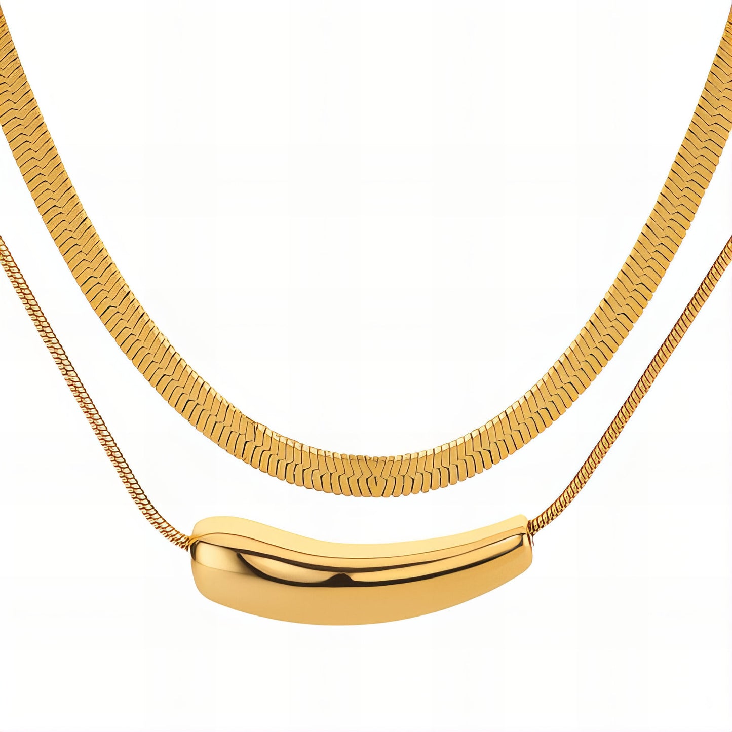 Necklace, 18K Gold Plated Steel