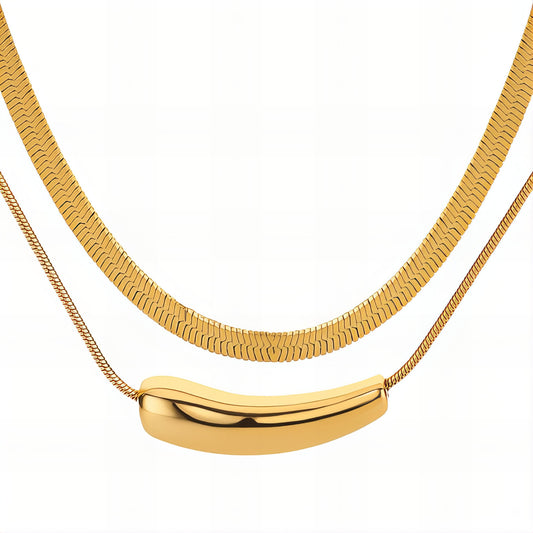 Necklace, 18K Gold Plated Steel