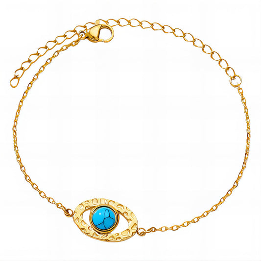 Evil Eye Bracelet, 18K Gold Plated Steel