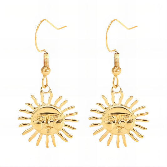 Suns Earrings, 18K Gold Plated Steel