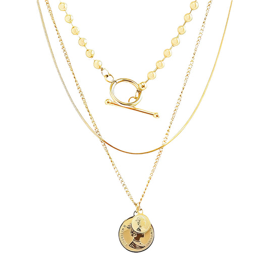 Coin Necklace, 18K Gold Plated Steel