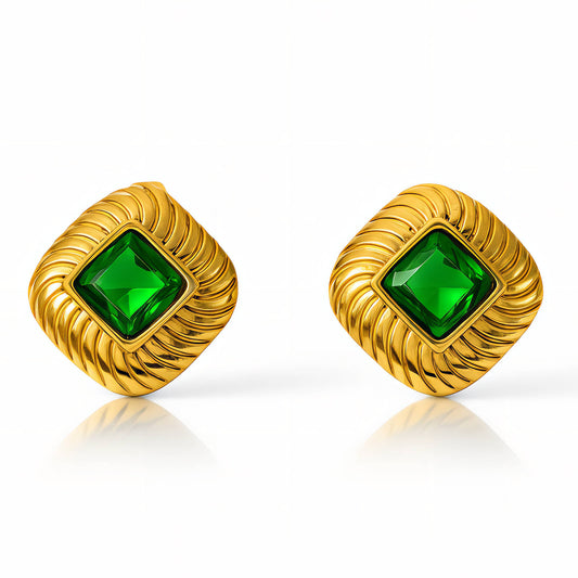 Earrings, 18K Gold Plated Steel