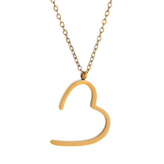 Heart Necklace, 18K Gold Plated Steel