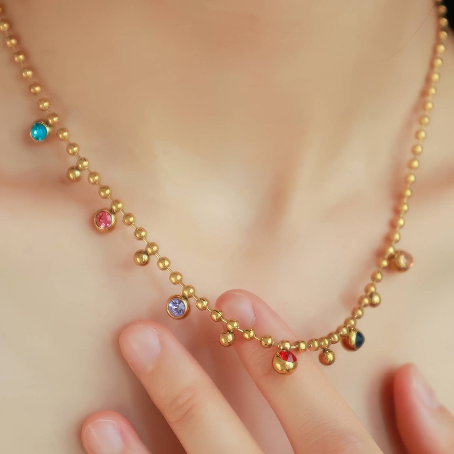 Necklace, 18K Gold Plated Steel