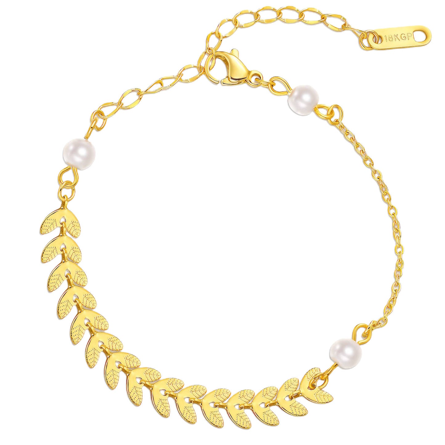 Leaves Anklet, 18K Gold Plated Steel