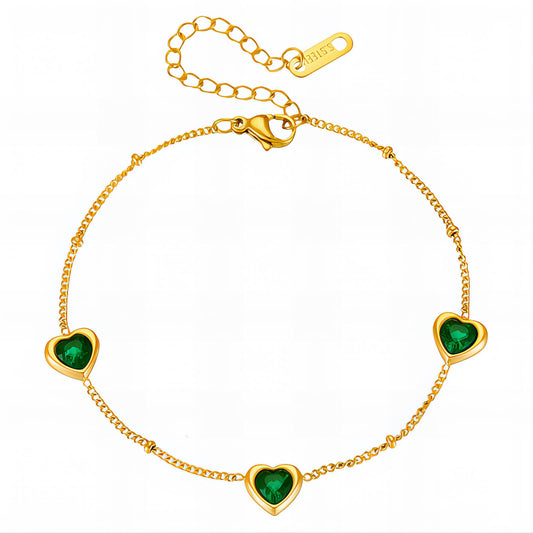 Hearts Bracelet, 18K Gold Plated Steel
