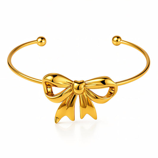 Bow Bracelet, 18K Gold Plated Steel