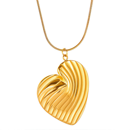Heart Necklace, 18K Gold Plated Steel