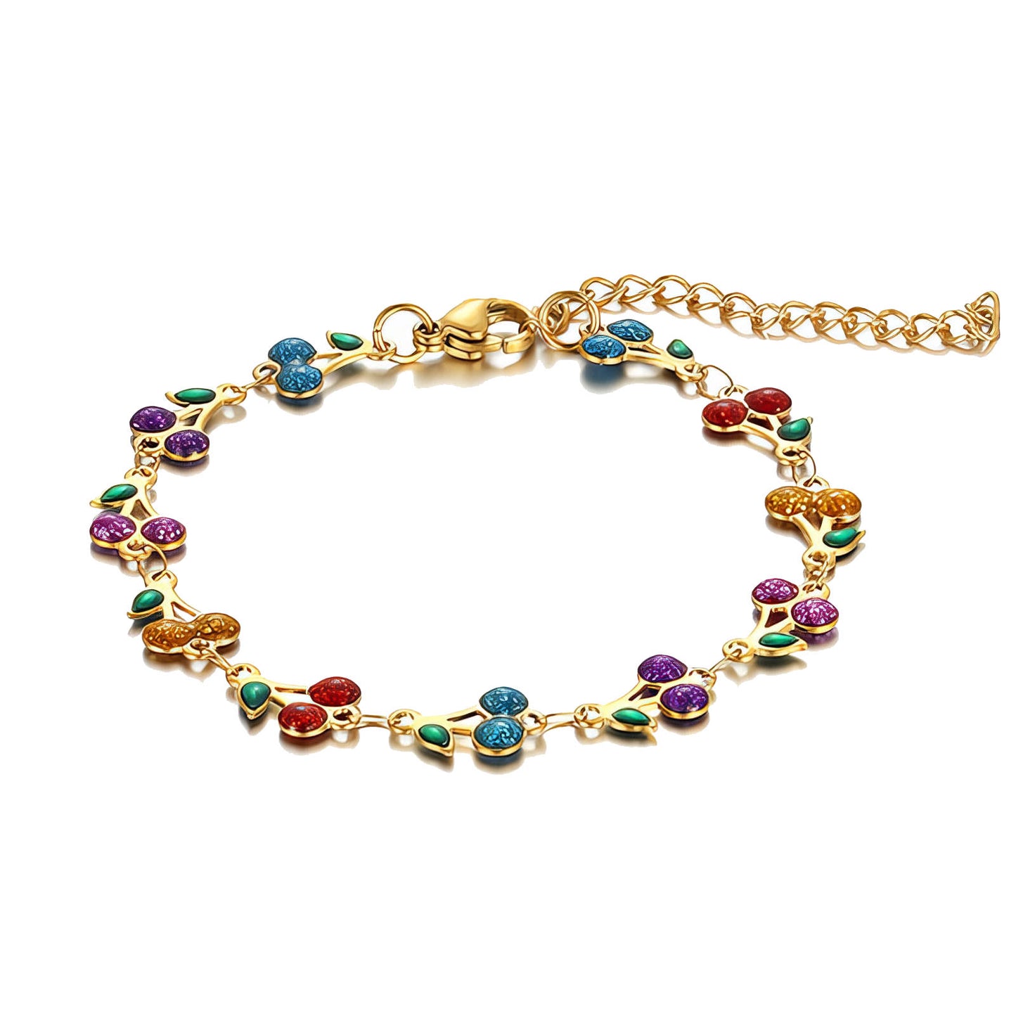 Cherry Bracelet, 18K Gold Plated Steel